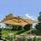 PURPLE LEAF 3.3 X 3.3 M Garden Cantilever Parasol, Large Square Overhanging Patio Umbrella with Crank Handle and Tilt for Balcony and Outdoor, Beige