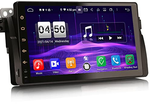 Erisin 8-Kern Android 10 Autoradio mit GPS Navigation für BMW E46 M3 325 3er 318 320 Rover 75 MG ZT 9 Zoll HD Touchscreen Headunit Bluetooth CarPlay Android Auto DSP DVB-T2 WiFi DAB+ 4GB RAM+64GB ROM