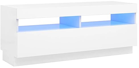 vidaXL Mueble para TV con Luces LED Soporte Mobiliario Aparador Estante Salón Sala de Estar Dormitorio Decoración Blanco 100x35x40 cm