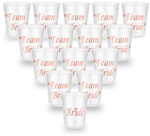 Solafas Rose Gold Bachelorette Bride Cups and Team Bride Drinking Cups for Engagement, Bridal Shower, Hen Party, Wedding