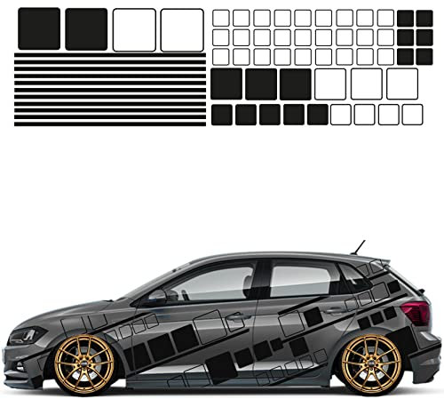 1A Style Sticker Auto Aufkleber Set 63 Teilig Autodekor KFZ Seitenaufkleber Tuningset Camper Wohnwagen Premiumfolie (Schwarz)