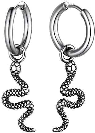 Richsteel Boucles d'Oreilles Pendantes en Python Courbé Bijoux pour Homme Femme Fil Rond 2,5mm*12mm (diamètre intérieur) Acier Inoxydable Couleur Noir/Argent/Or