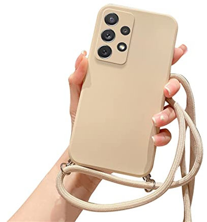 Alihtte Coque pour Samsung Galaxy A52 5G avec Cordon de Collier,Coque avec Cordon pour Galaxy A52 TPU Bumper Etui Housse Cordon Réglable Téléphone Portable Lanyard Case pour Galaxy A52 Kaki