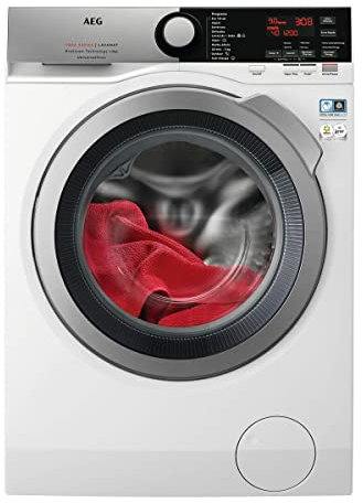 AEG L7FEE942V Lavadora de Libre Instalación, Carga Frontal, 9 Kg / 1400 rpm, Cajón dispensador apto Pods, Programa vapor antialergias, Programa Rápido, Motor inverter, LCD, Blanca, Clase A