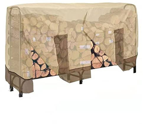 SPXMQSS Bache Bois, Protection Solaire éTanche Bache Protection Bois, Housse Protection pour BûChes CheminéE Facile à Nettoyer avec Sac Rangement pour Abri Bois De Chauffage Beige,244 * 61 * 107cm
