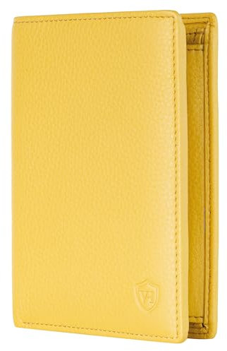 VON HEESEN Leder Geldbörse Herren mit Münzfach & RFID Schutz I Echtleder Geldbeutel für Männer & Damen I Portemonnaie Brieftasche Wallet Portmonee (Gelb, MIT MÜNZFACH)