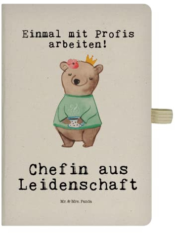 Mr. & Mrs. Panda DIN A5 Baumwoll Notizbuch Chefin Leidenschaft - Geschenk, Ausbildung, Abschied, Kollege, CEO, Geschäftsinhaberin, Notizblock,