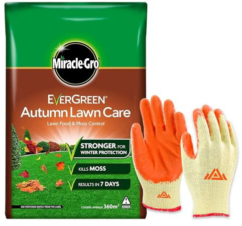 Perfectonish Garden Gloves with Autumn Lawn Care, Lawn Food & Moss Control 360 m2