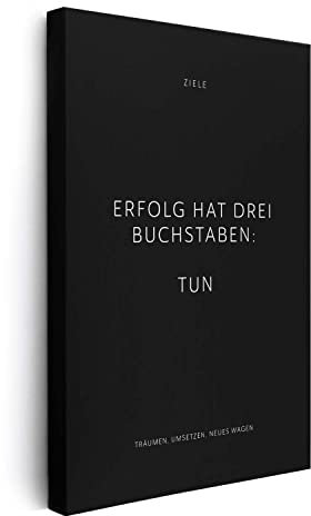 FOMACO Inspiring Art - Motivation Leinwand - 30x40 cm Hochformat - Erfolg hat drei Buchstaben: TUN - Schwarzgrau - Motivationsbild Wandbild Büro Sprüche Inspiration