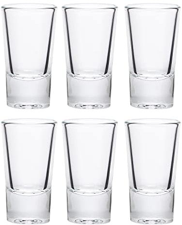 Pullmer Schnapsgläser 6er Set, buntsortierte Shotgläser 28 ml/2,8 cl, ideal als Likör-, Vodka- oder Tequila-Gläser, minimalistisches Design, spülmaschinenfest