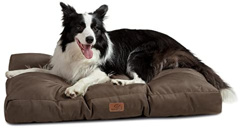 BEDSURE Hundekissen Grosse Hunde waschbar - 91x68cm hundematratze L für große, mittelgroße Hunde Outdoor gepolstert Hundematte braun in 10cm Höhe