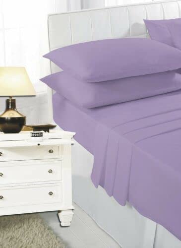 Fitted Sheet | Luxury Easy Care Polycotton Bed Sheet | Mattress Cover Non Iron, soft fabric, 26 Colours (Lilac K)