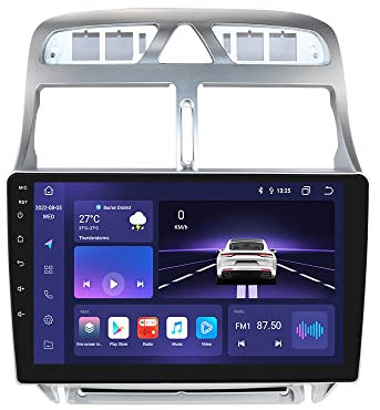 Android 13 de 9 Pulgadas Radio Stereo Car INALLADO CARPLAY Car Android para Peugeot 307 307CC 307SW 2002-2013 FM RDS Radio GPS WiFi, Pantalla meteorológica 4G LTE Navigation Bluetooth (6GB+64GB)