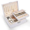 Pystuvo Jewellery Box for Women, 2-Layer Large Jewellery Organiser Box with 2 Watch Pillows, PU Leather, Travel Jewellery Organiser for Earrings Rings Necklaces Watches Bracelets,White