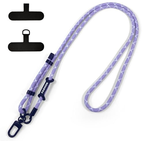 xiaowanwan Cordon Telephone Portable,Tour de Cou Telephone,Cordon Téléphone Réglable pour Clés,Tous Les Smartphones (Violet)