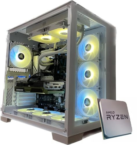 EMCA4 Computer Gaming PC Assemblato Ryzen 5 7600X - Radeon RX 7800XT 16GB - SSD M.2 1TB nvme Gen4 - Ram 32GB DDR5 6000mhz EXPO - ARGB - Windows 11 - DIssipatore a liquido 360mm White/Bianco