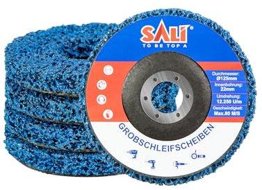 SALI 125mm CSD Scheibe Schleifscheiben für Winkelschleifer 5 Stück Reinigungsscheibe Set Grobreinigungsscheibe Schleif Scheibe Nylongewebescheibe Clean Strip Disc, Entfernen Sie Farbe Rost, Blau