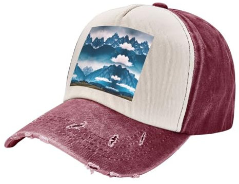 Merry Christmas Denim Sport Cap Unisex Adjustable Breathable Stylish Outdoor Baseball Cap, Landschaft mit Bergen, One size