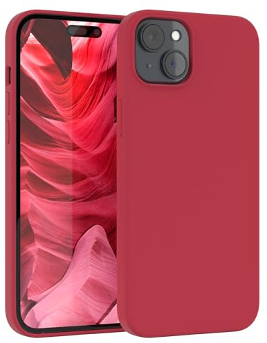 EAZY CASE Premium Silikon Handyhülle kompatibel mit iPhone 15 Plus Slimcover mit Kameraschutz und Innenfutter, Silikonhülle, Schutzhülle, Bumper, Handy Case, Hülle, Softcase, Beere