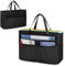 Prokva Portable File Organiser Tote Bag with Handle, Hanging Filing Storage Box for Legal Size File Folder, Document Organizer for Home Office School Supplies, Black