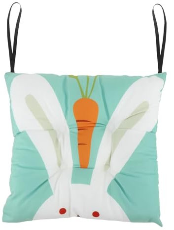 LOVIVER Sitzmatte, Stuhl-Sitzpolster, Cartoon-Design, bequemes Polyester mit Bändern, tragbares Terrassenkissen, Bodensitzkissen für das Wohnzimmer, Kaninchen, 30 cm x 30 cm