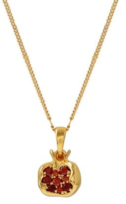 LHJHZDJC Halskette Mode Gold Granatapfel Ohrringe Gold Farbe Rot Granat Anhänger Halsketten Hochzeit Schmuck Creolen Frauen Mädchen Schmuck Geschenke