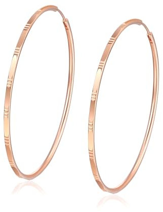 XUPING Creoles Or Rose Femme 60mm Boucles D'Oreilles Grandes CréOles Plaque Or Rose 18k LéGèRes HypoallergéNiques Bijoux Fashion Tendance Cadeau