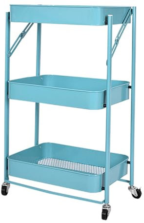 AEGCAOJH Lagerschrank mit Rädern, 3-stufiger multifunktionaler Lagerwagen, schmaler Badezimmer-Lagerschrank für Wohnzimmer und Küche, schmal, Blau