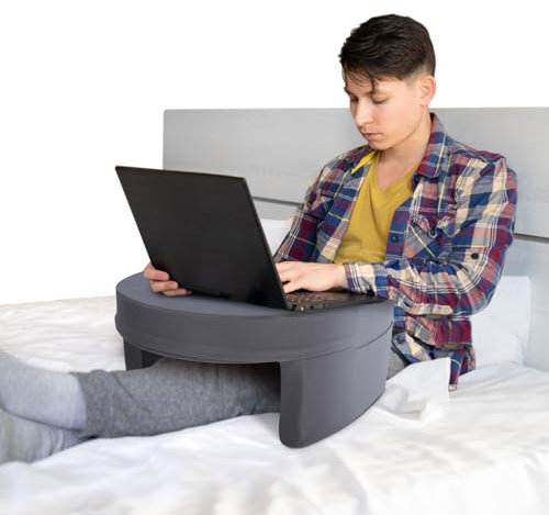 Ejoyous Reading Pillow for Gaming, Memory Foam Extra Large Arm Rest Lap Desk Pillow with Side Pockets for Reading Working Playing in Bed Couch Floor Chair Gray