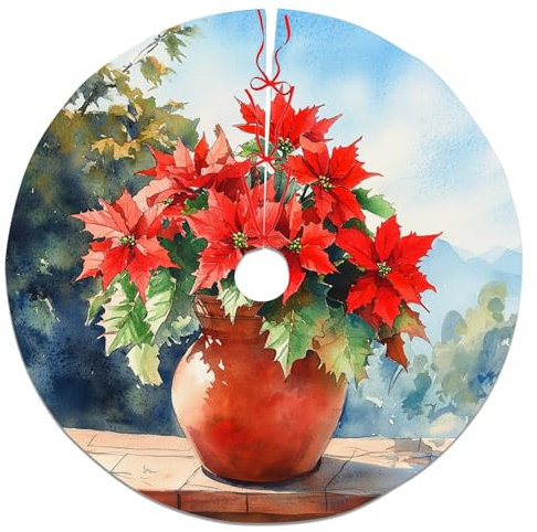 Weihnachtsstern Roter Weihnachtsbaumrock, Vintage-Keramik-Design für Winter, Heimdekoration, Urlaubsparty, Innen- und Außenbereich, Dekoration, 91,4 cm