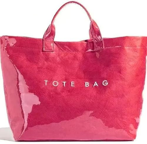 HiTotes Borsa Tote Donna Hobo Borsa con Manico Superiore in PVC, Stampa Lettera, Rosso, 33.5cm