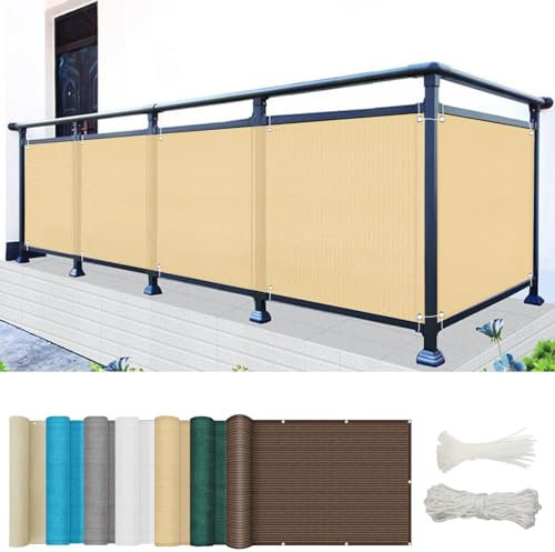 Outdoor Balkon Sichtschutzzaun Abdeckung 60 x 450 cm Sandgelb Terrasse Balkon Sichtschutz für Garten Wind- und UV-Schutz