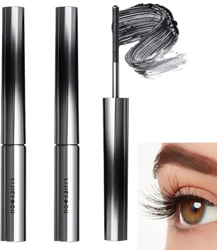 2 Stück Iron Eye Mascara, 3D Curling Wimperneisen-Mascara, Metal Mascara, Schwarzes 3D Curling Eyelash Iron Mascara, Gekräuseltes Ironeye Mascara, Nicht Zusammenbackend, Nicht Verschmierend, Langlebig