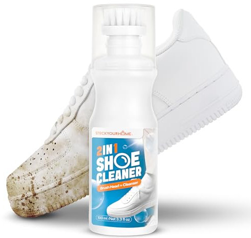 All-In-1 Shoe Cleaning Kit, Brighten & Clean with Soft Bristle Shoe Brush & Cleaning Spray, Best Shoe Cleaner for White Sneakers, Rubber Soles & Tennis Shoes, Essential Shoe Eraser Sneaker Cleaner,