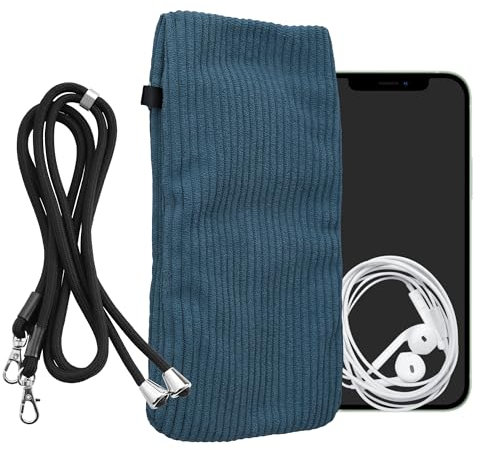 kwmobile Custodia Velluto a Coste con Chiusura Magnetica per Smartphone XXL - 7 - Portacellulare Tracolla - Borsa Porta Cellulare da Collo Universale