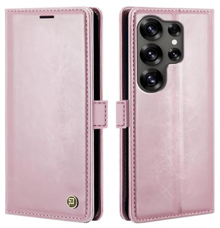 phase9 Handyhülle für Samsung Galaxy S25 Ultra Klapphülle Magnetverschluss RFID-Schutz Kartenfächer Geldfach Standfunktion Vintage Schutzhülle Rosa