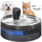 PawHut Fuente para perros de 7 l con bomba silenciosa, inalámbrica, con sensor inteligente LED, filtro de carbón activo, ventana fácil de limpiar, fuente de agua para gatos y perros