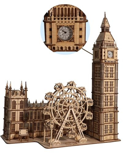 Big Ben 3D Holzpuzzle Erwachsene Modellbausatz mit Nachtlicht Funktionsuhr Holz Bausatz Geschenk Deko