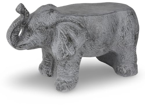 BURI Elephant Side Table 51 x 25 x 32 cm Flower Stool Flower Stand Decoration Made of Magnesia Grey