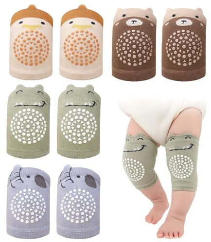 GAZIL Pack de 4 Rodilleras Antideslizantes para Bebés, Protectores Elásticos para Niños y Niñas, Uso en Interior y Exterior