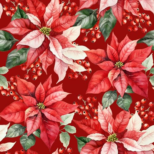 Servietten Papier 33x33cm 3-lagig 20 Stück - hochwertig & nachhaltig - Einweg Papierservietten Weihnachtsstern Blume Motiv - Weihnachtsservietten Partyservietten Tischdeko