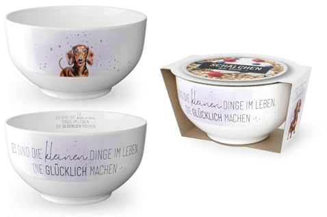 Rungassi Müsli-Salat-Dessert-Schale Schüssel Bowl la vida Geschenk Themenwelt Tierische Freunde (Weiß - Dackel - 9558051)