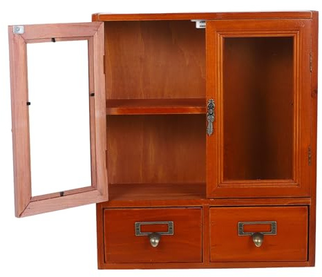 Gatuida Wandschrank Braun und Fächern mit Doppeltüren Vintage