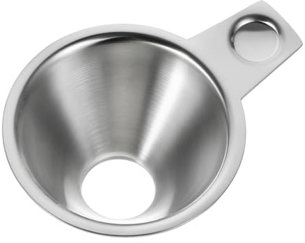 Trichter aus Edelstahl, Einfülltrichter für Gewürzmühlen, Kleiner Metalltrichter für den Küchengebrauch zum Befüllen von Flaschen Salz- und Pfeffermühlen, Silber, mit ergonomischem Griff