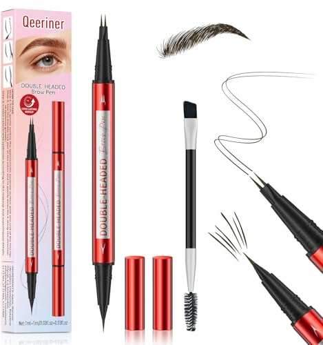 Crayon Sourcils Waterproof Double Feutre Microblading, Noir Brun | Précision UltraFine, Effet Naturel, Longue Tenue, Brosse Incluse, Résistant à la Transpiration