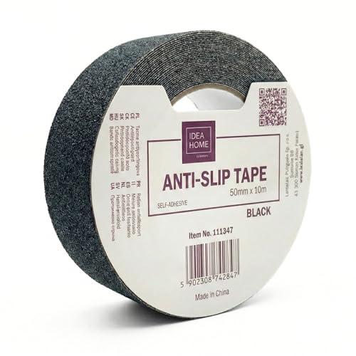 IDEA HOME Antirutschband PVC Selbstklebend 50mm x 10m Treppen Klebeband Grip Tape Schwarz