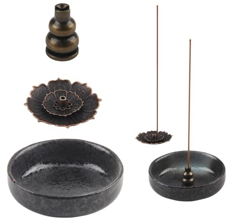 LEIMEND Porta Incenso Porta Incensi Porta Incenso Ceramica Supporto Incenso | Incensiere in Ceramica Ciotola con Portaincenso di Loto Adatto per La Meditazione Domestica e Lo Yoga 3 Articoli