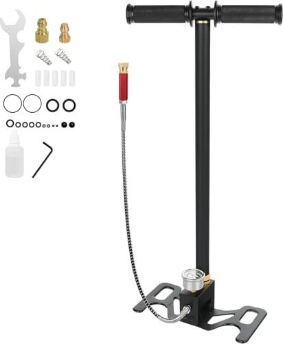 PCP Gun Pump 3 Stage Hand Pump, 6000 PSI High Pressure, Stirrup Pump with High grade stainless steel for PCP Cylinder Airgun Rifle, Scuba Tank, Paintball