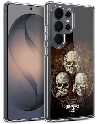 Head Case Designs Officially Licensed Alchemy Gothic No Evil Three Skull Skull Gel Case [Military Grade Protection] Compatible with Samsung Galaxy S26 Ultra and Compatible with MagSafe