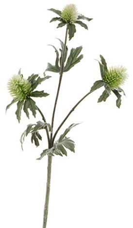 artplants.de Künstliche Edeldistel Svea, 3 Blüten, grün, 40cm - Kunstblume - Textilblume